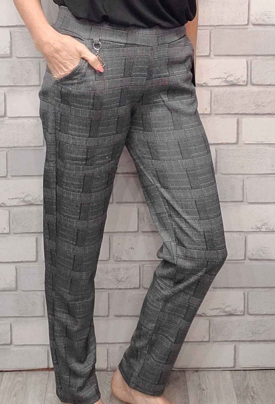 Carly Blue Stripe Red Stripe  Check Trouser