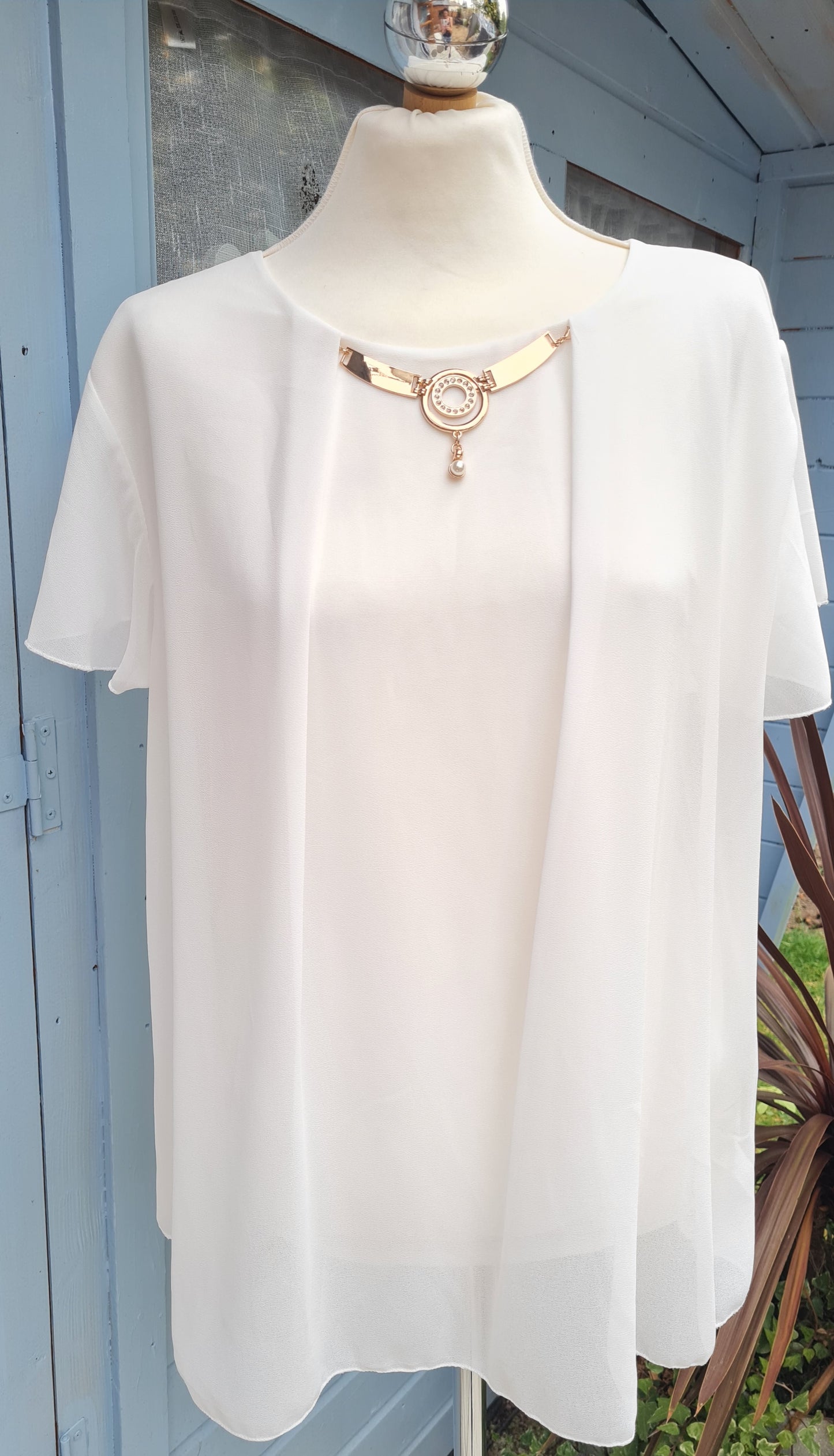 Alanna Chiffon Top With Gold Coloured Bar - Couture Boutique
