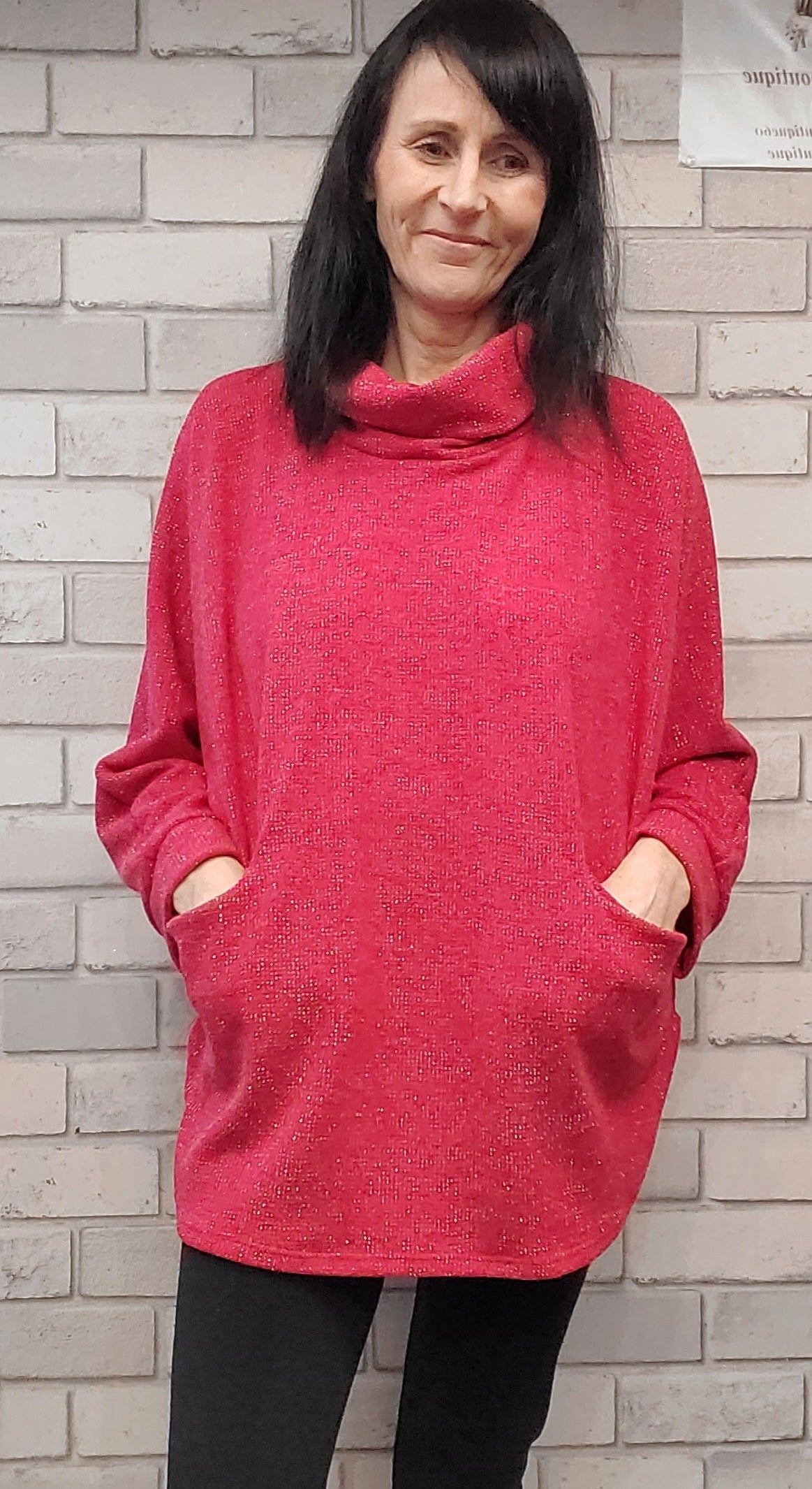 Demi Cowl Neck Glitter Top - Couture Boutique