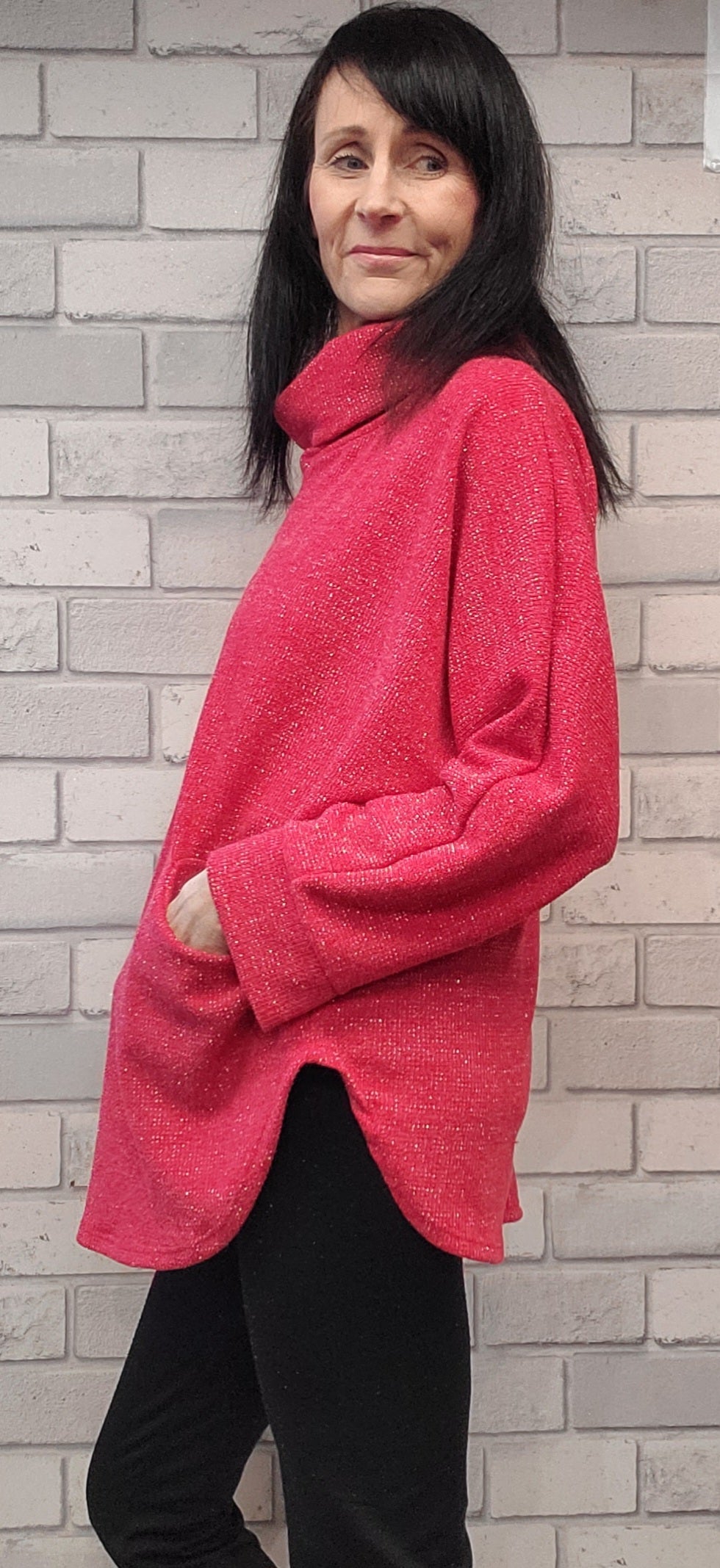 Demi Cowl Neck Glitter Top - Couture Boutique