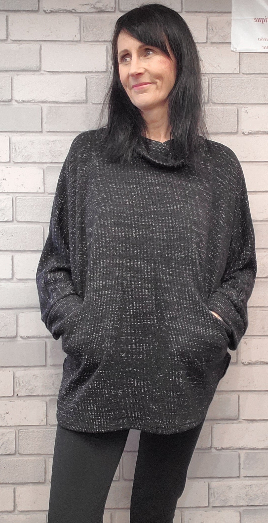 Demi Cowl Neck Glitter Top - Couture Boutique